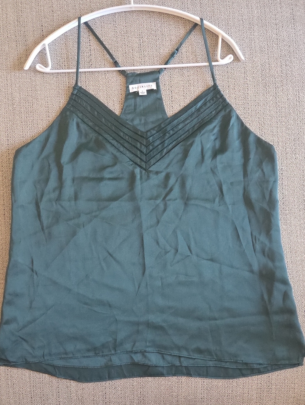 Socislite Teal V-Neck Satin Racerback Cami